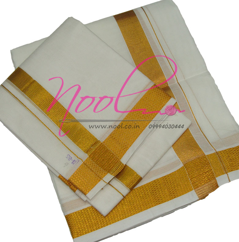NoolIndian-White-Cotton-Men-Dhoti-8-Mulam-1-Inch-Handloom-Zari-Angavastram-DHO.7