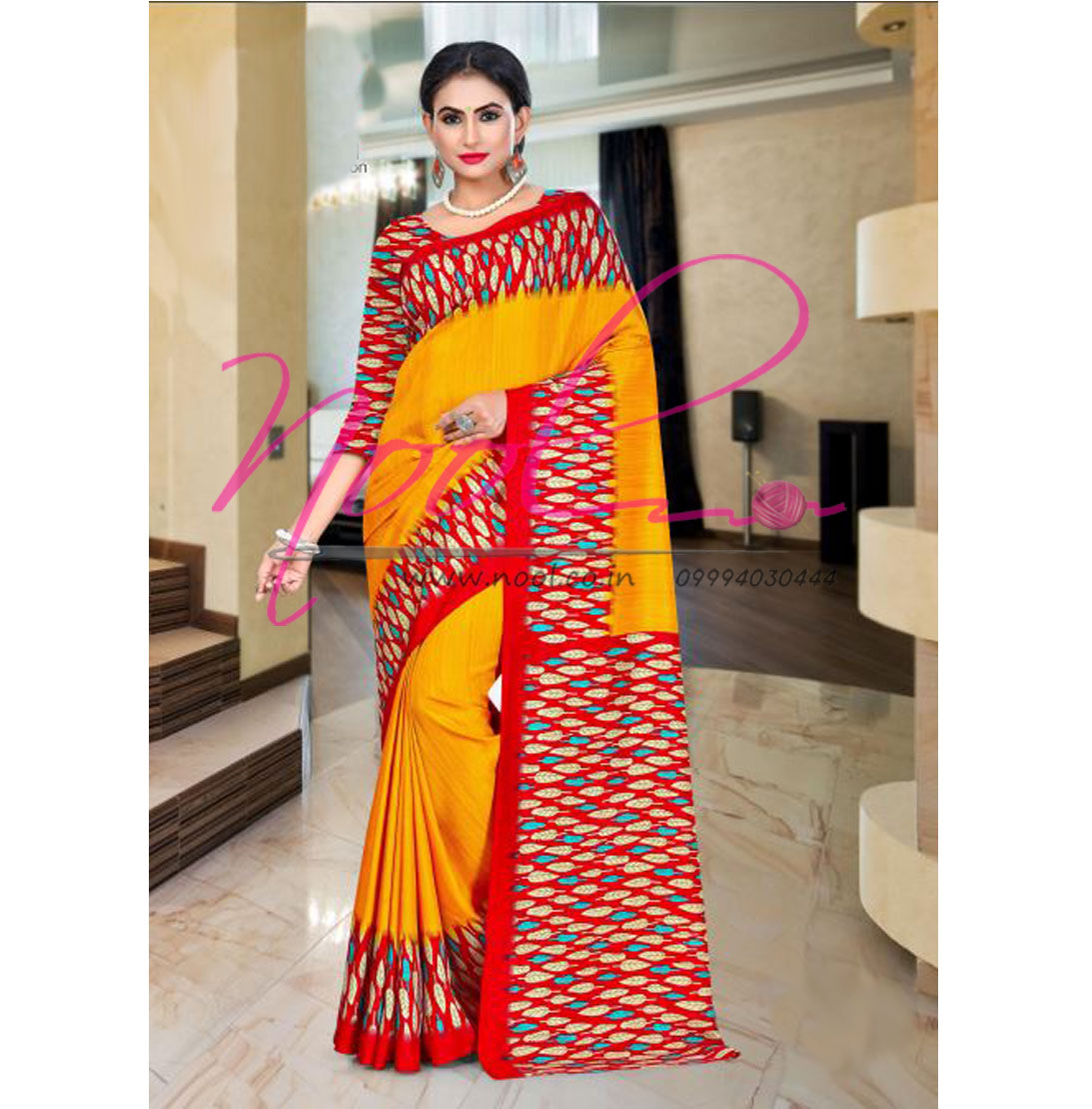 synthetic Floral Print Printed Daily Wear Georgette Saree, Dry clean, 6 m  (with blouse piece) at Rs 250 in Surat